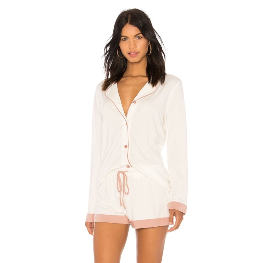 Cosabella Bella Long Sleeve PJ Set in Moon Ivory & Mandorla